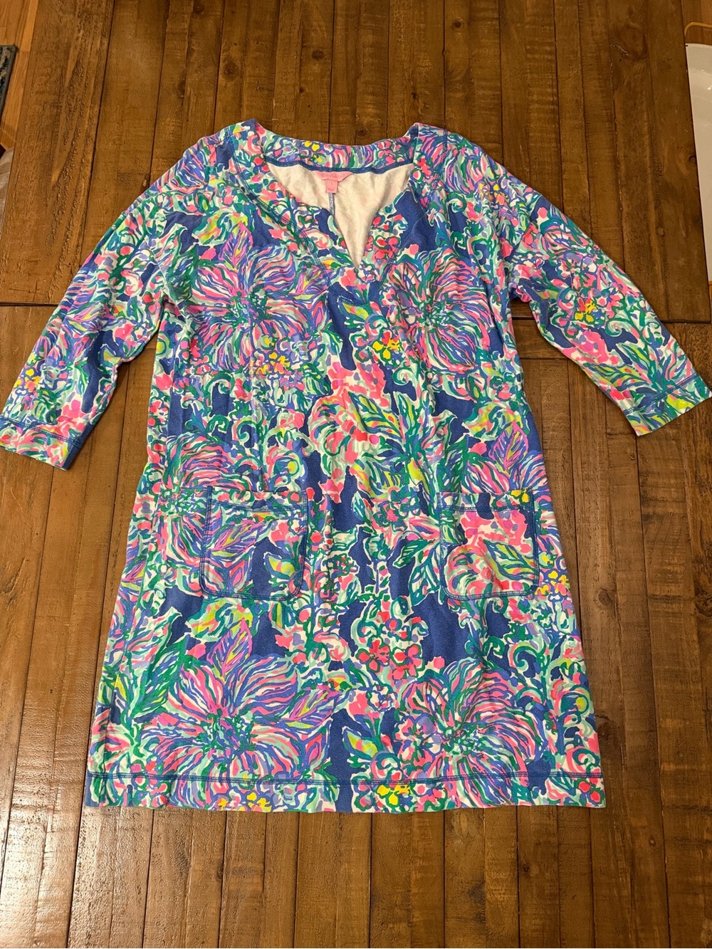 Lilly Pulitzer Pink, Blue & Green Floral Shift Dress